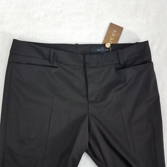 NEW GUCCI Uniform IT Size 44 Black Flared Pants Trousers Black Unfinished Hem - Picture 5 of 13
